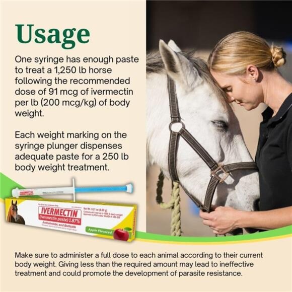 Ivermectin Horse Paste Apples Flavored, 6.08 g 1.87% (3-Pack)-Horse Dewormer NEW - Picture 3 of 5